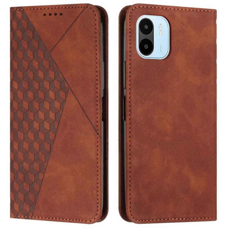 Folio Cover Xiaomi Redmi A1 Custodia in pelle Tocco Di Pelle In Stile Cubico