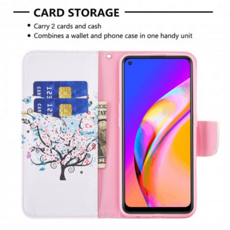 Custodia in pelle Oppo A94 5G Albero Fiorito