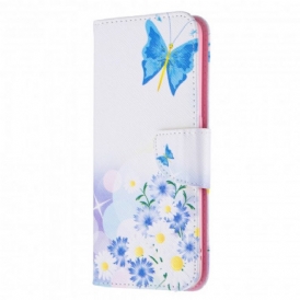 Custodia in pelle Oppo A94 5G Farfalle E Fiori Dipinti