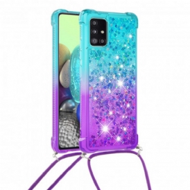 Cover Samsung Galaxy A71 5G Paillettes E Cordoncino In Silicone