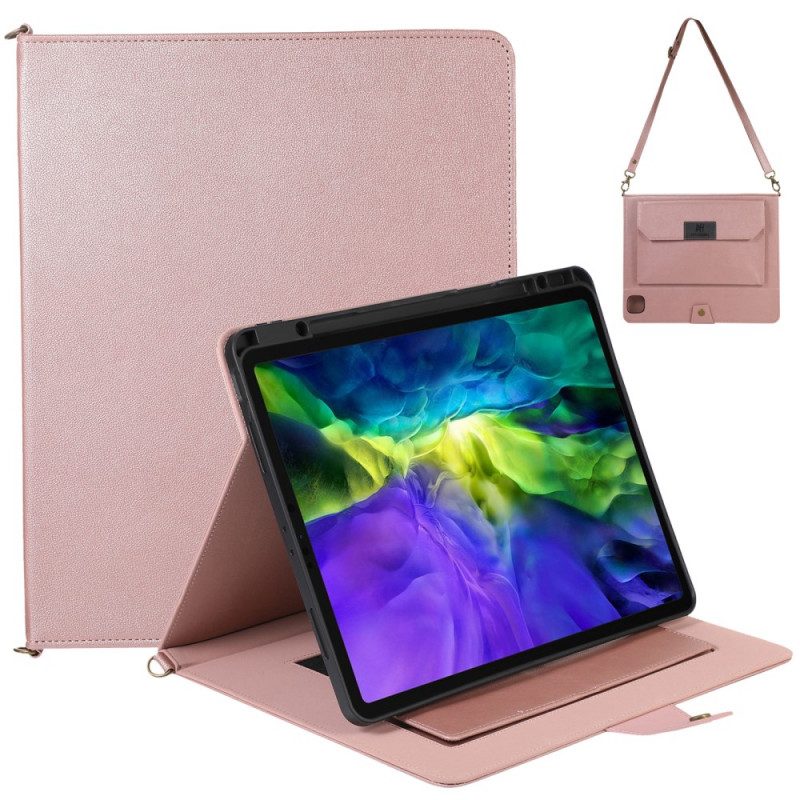 Custodia in pelle iPad Pro 12.9" (2022) Tracolla Rfid Effetto Pelle