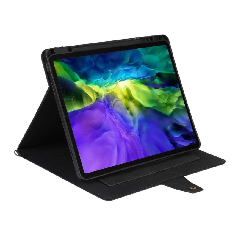 Custodia in pelle iPad Pro 12.9" (2022) Tracolla Rfid Effetto Pelle