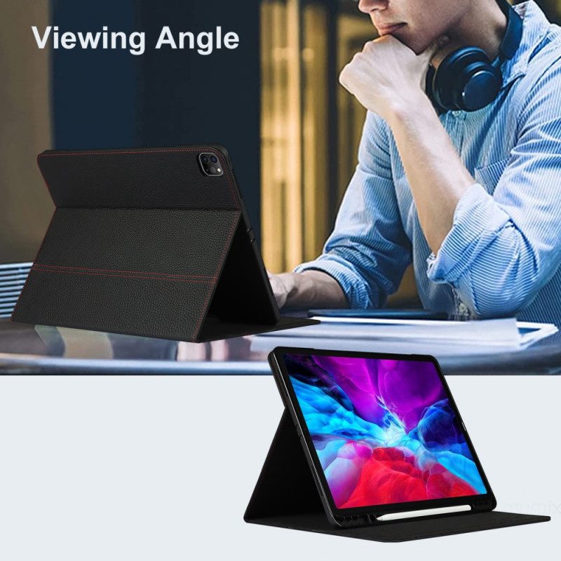 Custodia in pelle iPad Pro 12.9" (2022) Vera Pelle Di Litchi