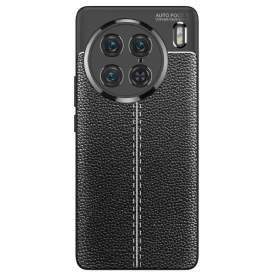 Cover Vivo X90 Pro Doppia Linea Litchi Effetto Pelle