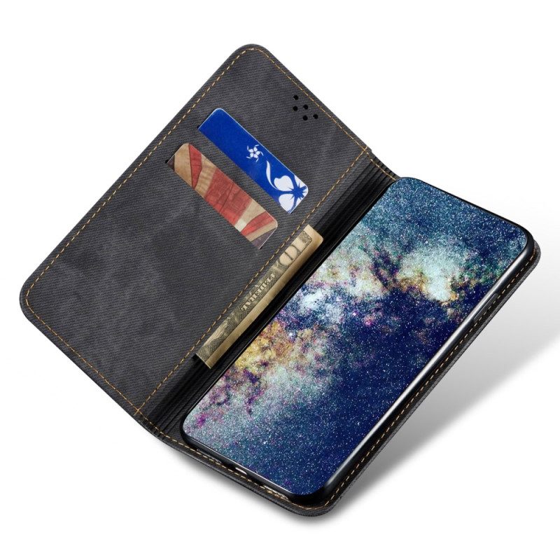 Folio Cover Vivo X90 Pro Custodia in pelle Tessuto Denim