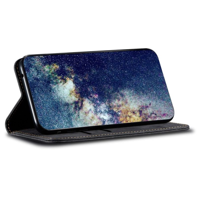 Folio Cover Vivo X90 Pro Custodia in pelle Tessuto Denim