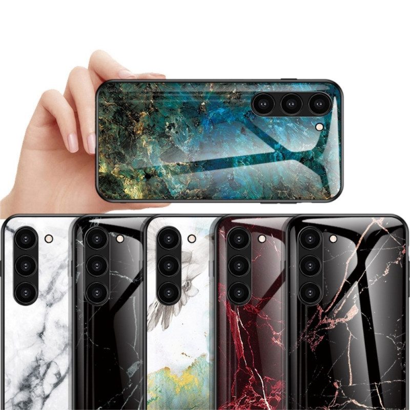 Cover Samsung Galaxy S23 Plus 5G Vetro Temperato In Marmo