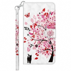 Custodia A Portafoglio Samsung Galaxy S23 Plus 5G Albero E Gatto Strappy