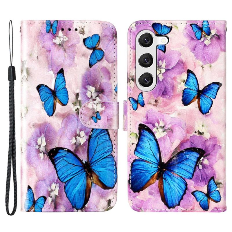 Custodia in pelle Samsung Galaxy S23 Plus 5G Farfalle Perizoma Colorate