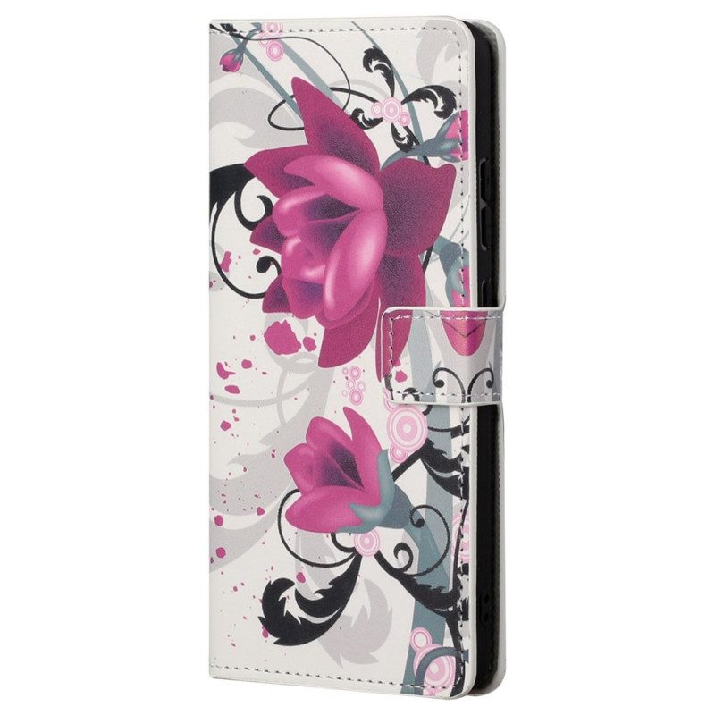 Custodia in pelle Samsung Galaxy S23 Plus 5G Fiori Tropicali