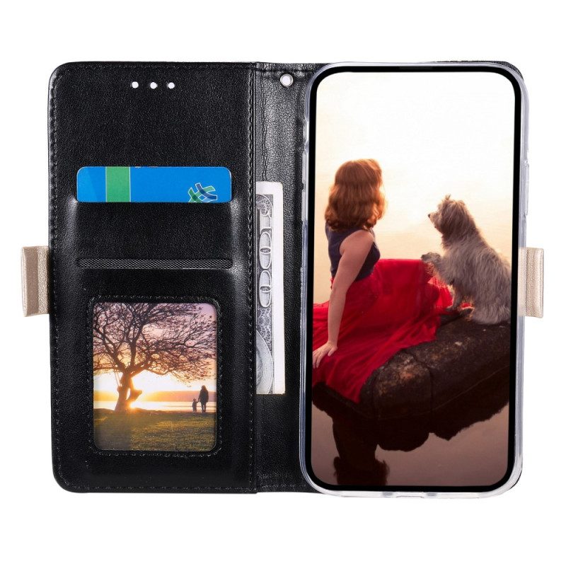Custodia in pelle Samsung Galaxy S23 Plus 5G Portamonete Con Cinturino In Pizzo