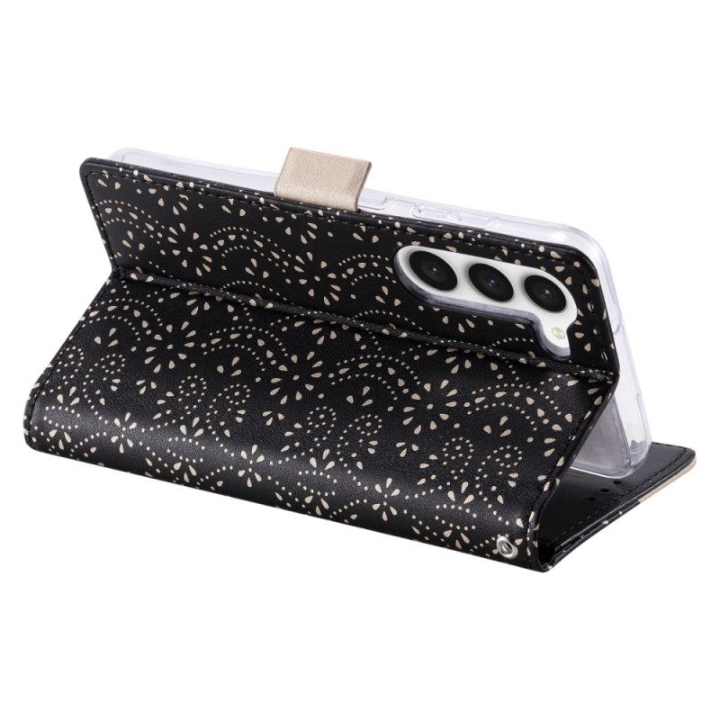 Custodia in pelle Samsung Galaxy S23 Plus 5G Portamonete Con Cinturino In Pizzo