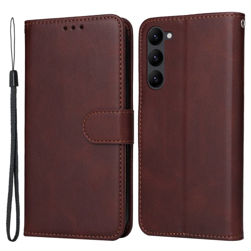 Custodia in pelle Samsung Galaxy S23 Plus 5G Semplice Con Cinturino