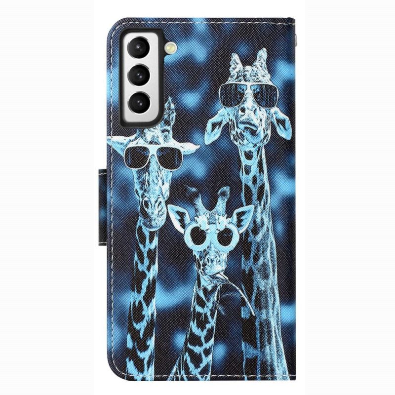 Custodia in pelle Samsung Galaxy S23 Plus 5G Solo Giraffe Con Cinghie