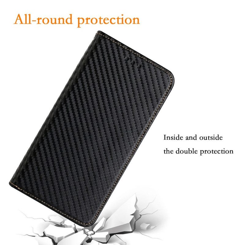 Folio Cover Samsung Galaxy S23 Plus 5G Custodia in pelle Stile In Fibra Di Carbonio Con Cinturino