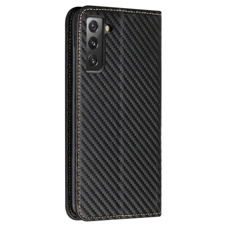 Folio Cover Samsung Galaxy S23 Plus 5G Custodia in pelle Stile In Fibra Di Carbonio Con Cinturino