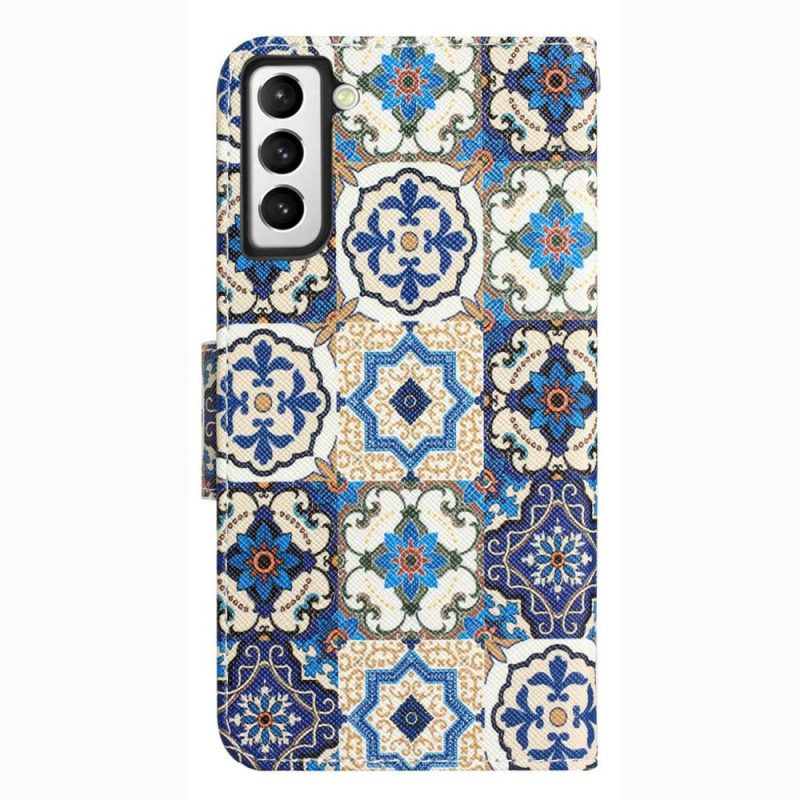Folio Cover Samsung Galaxy S23 Plus 5G Patchwork Con Spalline
