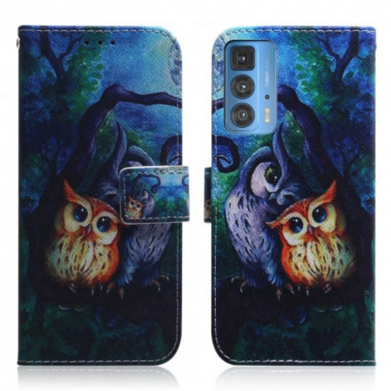 Custodia in pelle Motorola Edge 20 Pro Dipinto Di Gufi