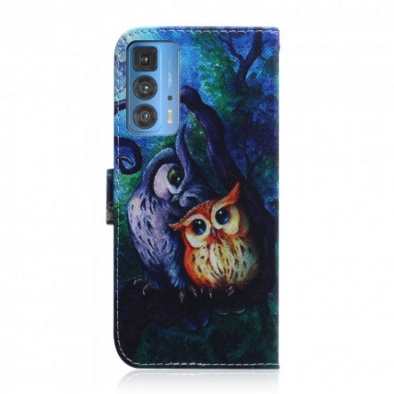 Custodia in pelle Motorola Edge 20 Pro Dipinto Di Gufi