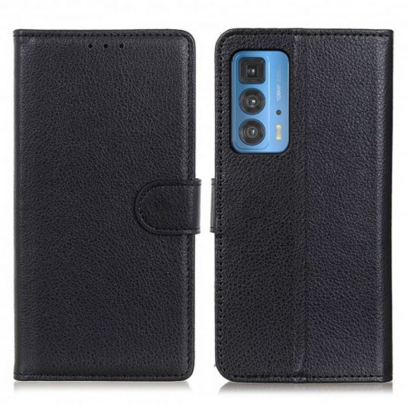 Custodia in pelle Motorola Edge 20 Pro Ecopelle Tradizionale Litchi