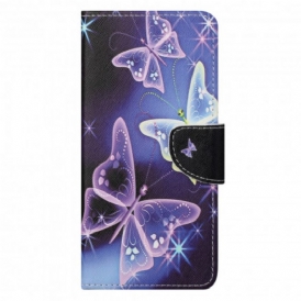 Custodia in pelle Motorola Edge 20 Pro Farfalle
