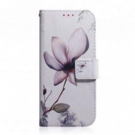 Custodia in pelle Motorola Edge 20 Pro Fiore Rosa Polveroso