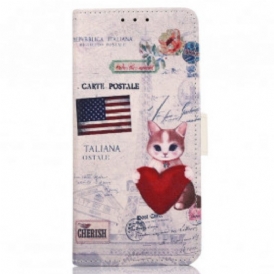 Custodia in pelle Motorola Edge 20 Pro Gatto Viaggiatore