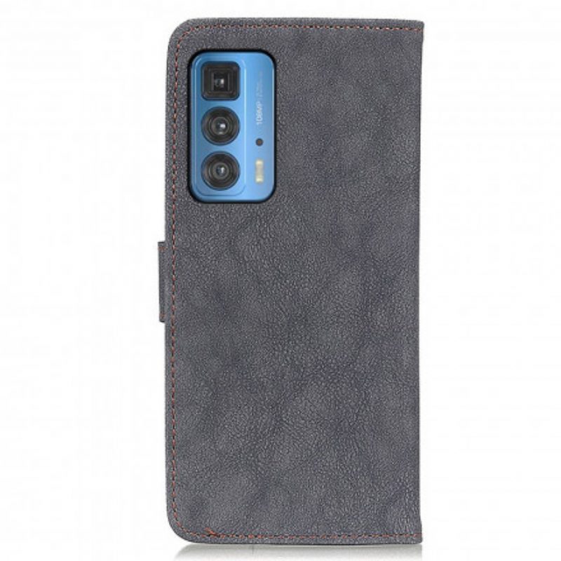 Custodia in pelle Motorola Edge 20 Pro Khazneh Crosta Di Cuoio Retrò