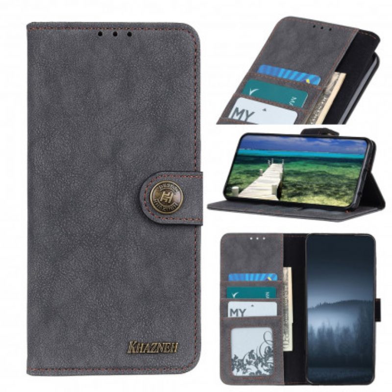 Custodia in pelle Motorola Edge 20 Pro Khazneh Crosta Di Cuoio Retrò
