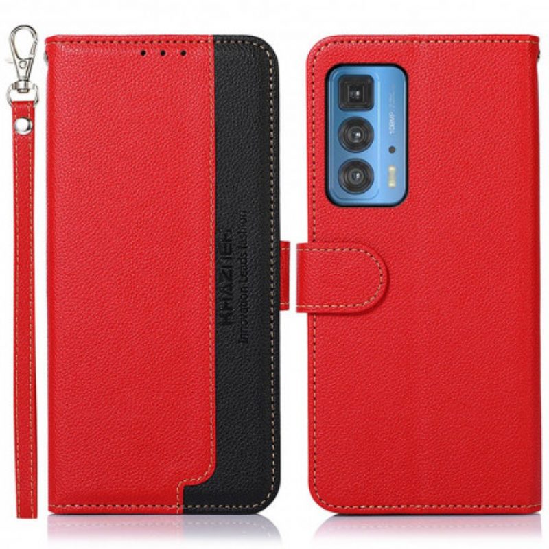 Custodia in pelle Motorola Edge 20 Pro Lychee Style Rfid Khazneh