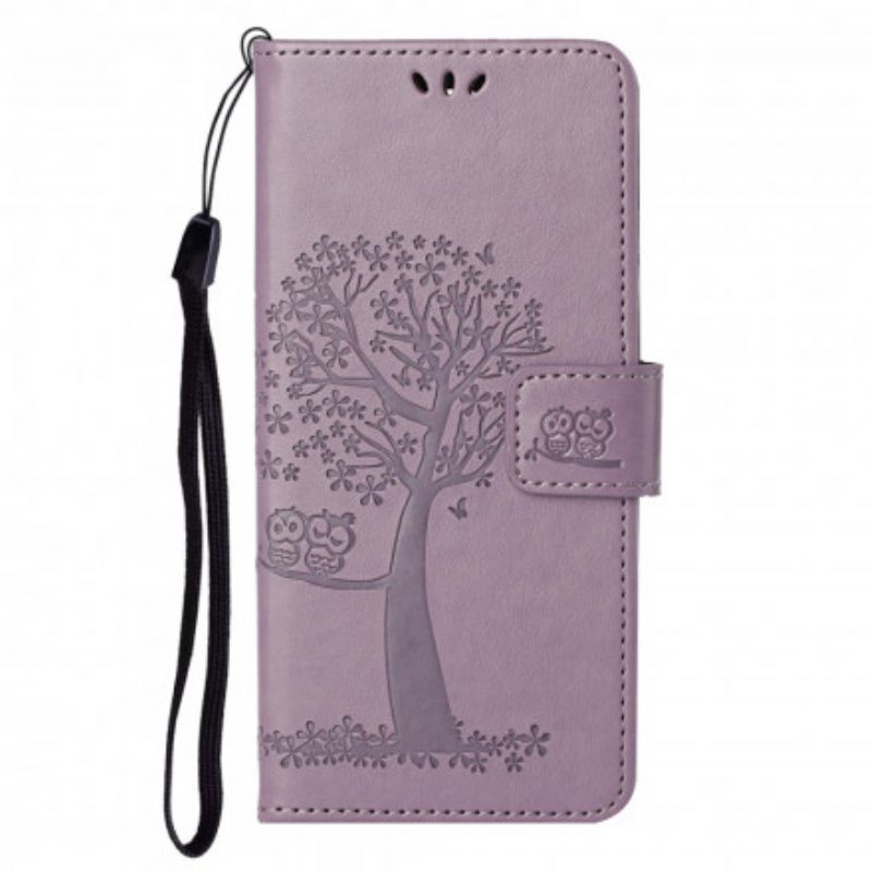 Custodia in pelle Motorola Edge 20 Pro Perizoma Albero E Gufi