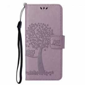 Custodia in pelle Motorola Edge 20 Pro Perizoma Albero E Gufi