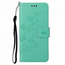 Folio Cover Motorola Edge 20 Pro Cinturino Farfalle E Fiori