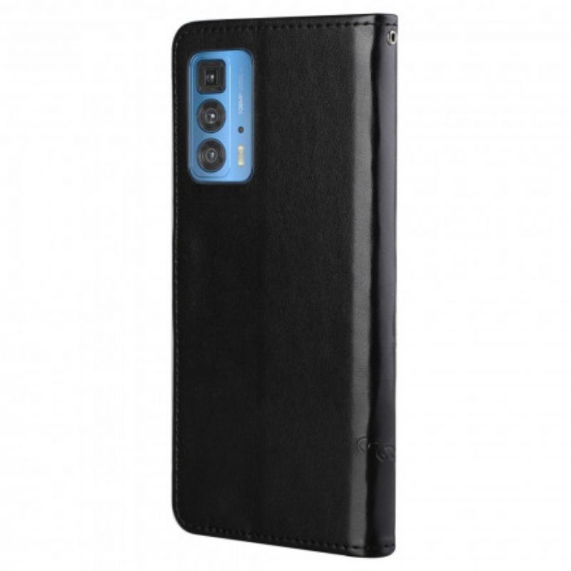 Folio Cover Motorola Edge 20 Pro Cinturino Farfalle E Fiori