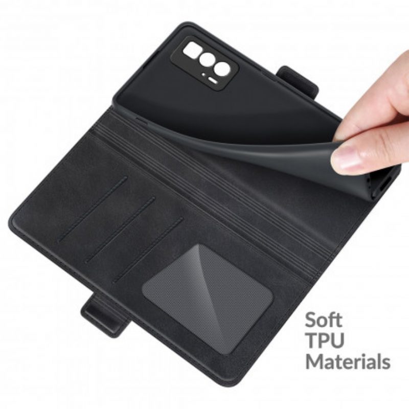 Folio Cover Motorola Edge 20 Pro Custodia in pelle Doppia Patta Classica