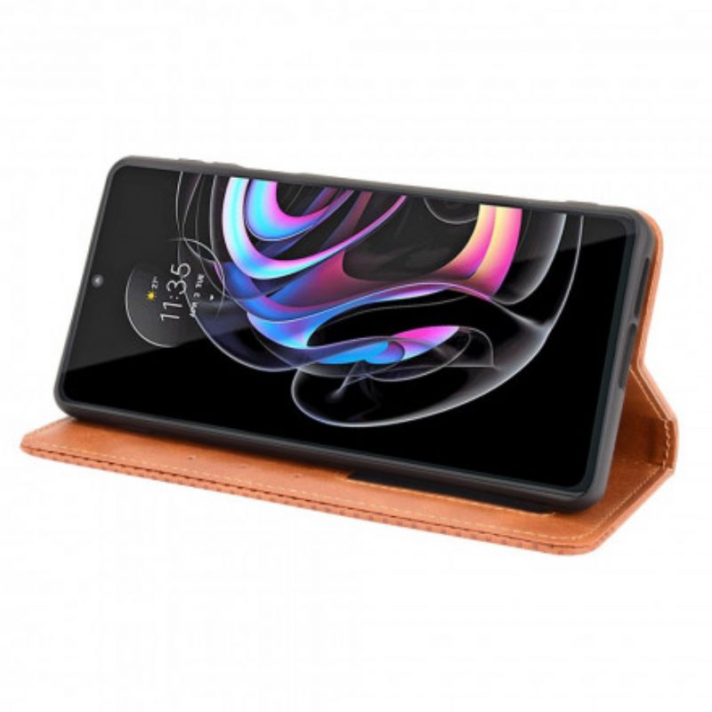 Folio Cover Motorola Edge 20 Pro Custodia in pelle Effetto Pelle Vintage Stilizzato