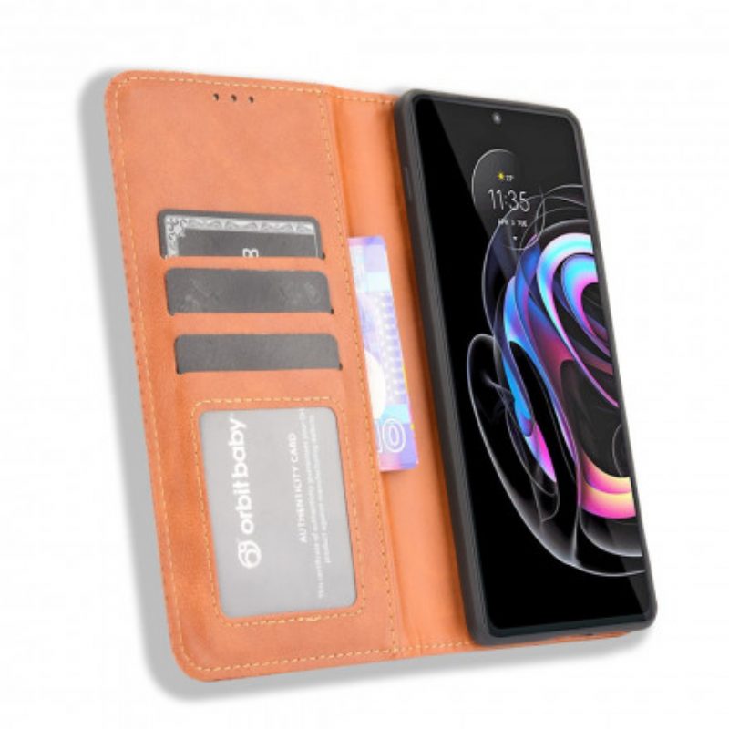 Folio Cover Motorola Edge 20 Pro Custodia in pelle Effetto Pelle Vintage Stilizzato