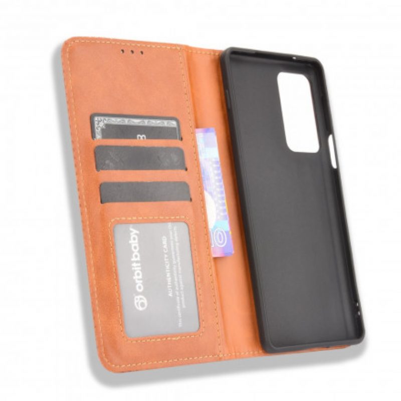 Folio Cover Motorola Edge 20 Pro Custodia in pelle Effetto Pelle Vintage Stilizzato