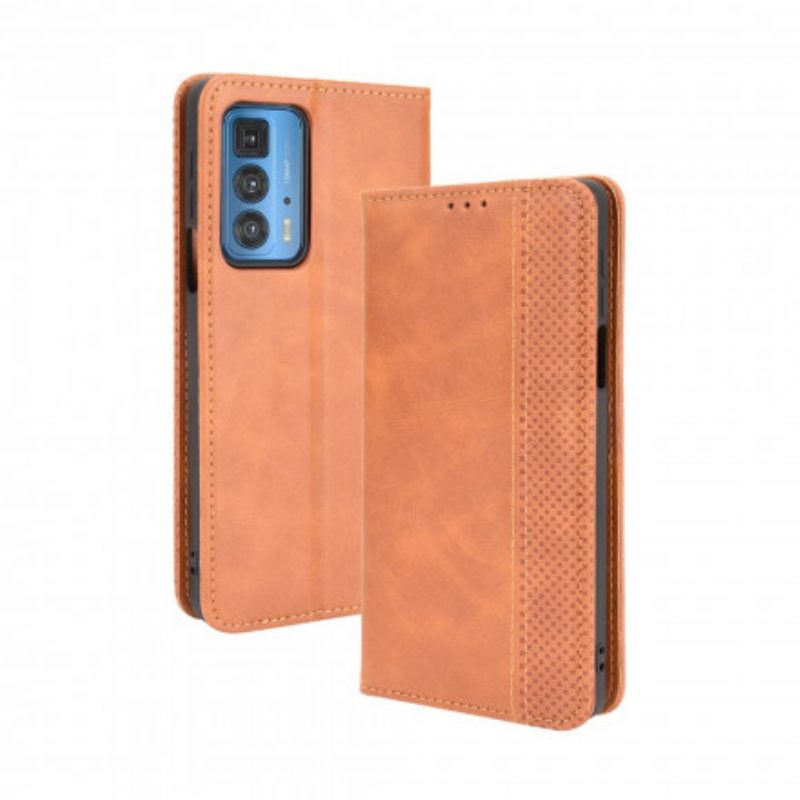Folio Cover Motorola Edge 20 Pro Custodia in pelle Effetto Pelle Vintage Stilizzato