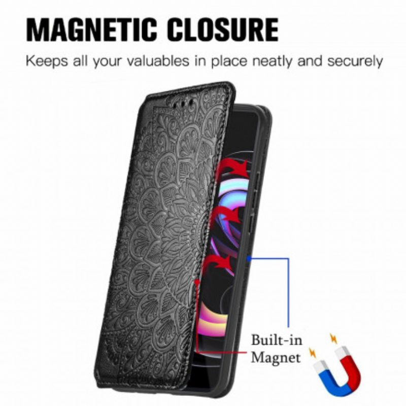 Folio Cover Motorola Edge 20 Pro Custodia in pelle Mandala
