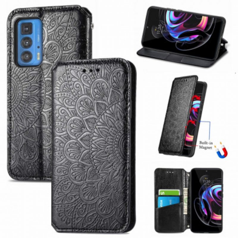 Folio Cover Motorola Edge 20 Pro Custodia in pelle Mandala