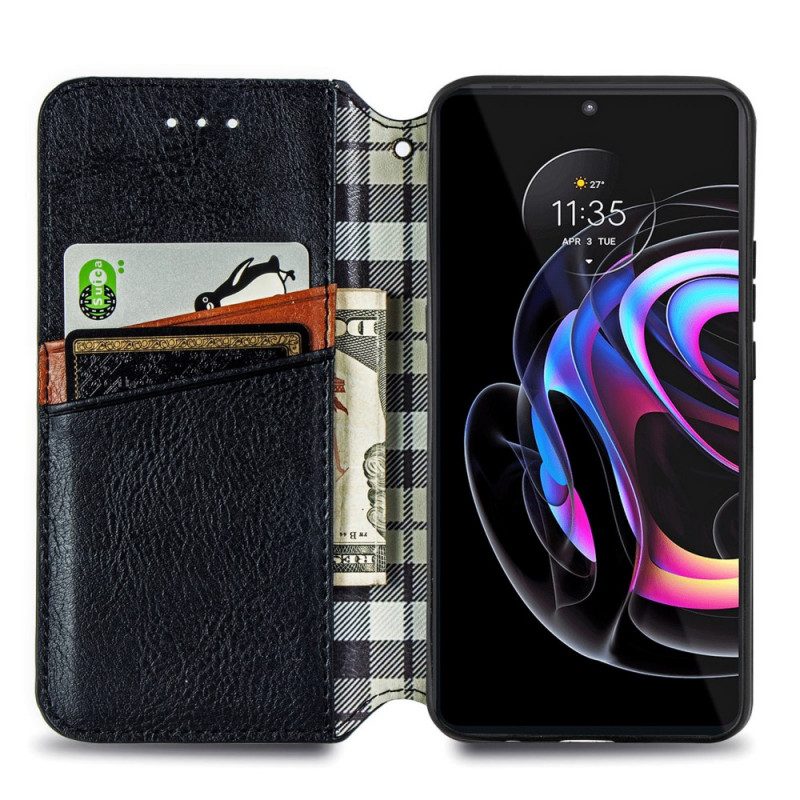 Folio Cover Motorola Edge 20 Pro Custodia in pelle Texture Diamante Effetto Pelle