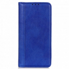 Folio Cover Motorola Edge 20 Pro Custodia in pelle Versione In Crosta Di Litchi