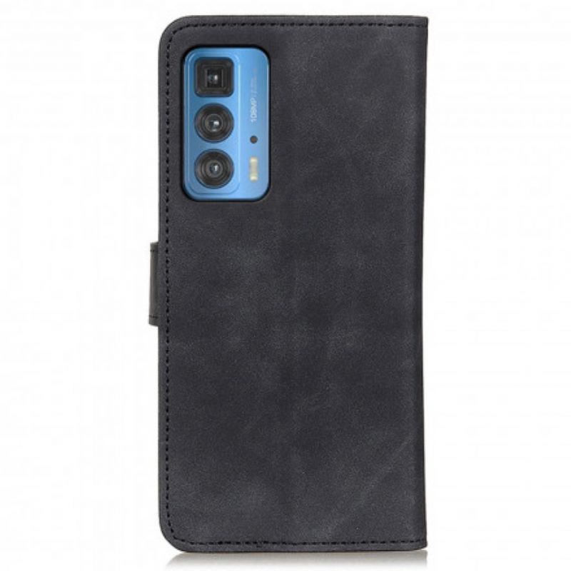 Folio Cover Motorola Edge 20 Pro Khazneh Effetto Pelle Vintage