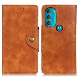 Custodia A Portafoglio Moto G71 5G Ecopelle Vintage E Bottone