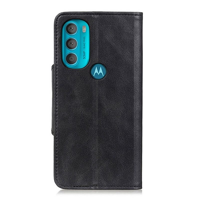 Custodia A Portafoglio Moto G71 5G Ecopelle Vintage E Bottone