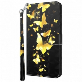 Custodia A Portafoglio Moto G71 5G Farfalle Gialle