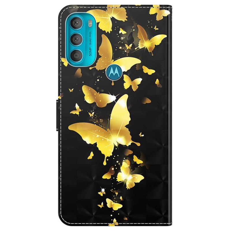 Custodia A Portafoglio Moto G71 5G Farfalle Gialle