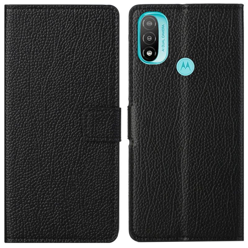 Custodia in pelle Moto G71 5G Effetto Pelle Grana Litchi