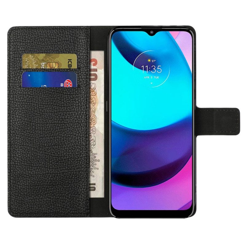 Custodia in pelle Moto G71 5G Effetto Pelle Grana Litchi